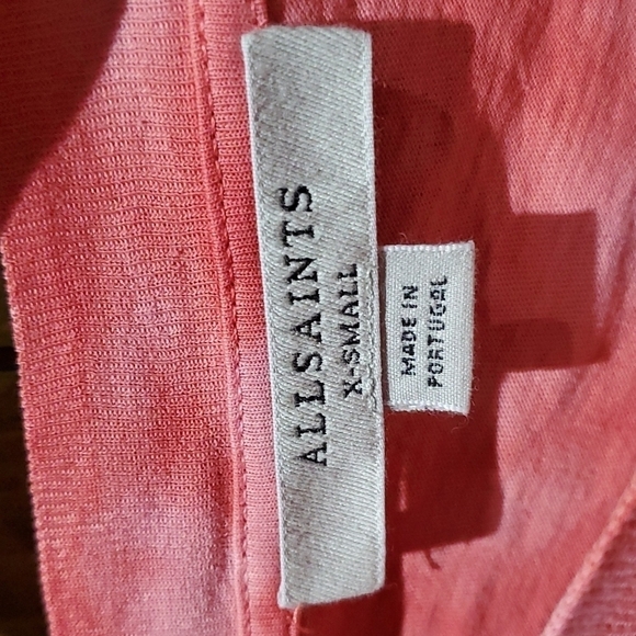 ALL SAINTS PINK TIE DYE CROP TOP W SHOULDER PADS SIZE X-SMALL - Picture 5 of 8